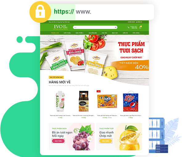 thiết kế website đồ ăn vặt sapo web
