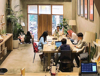 mô hình quán cafe co working