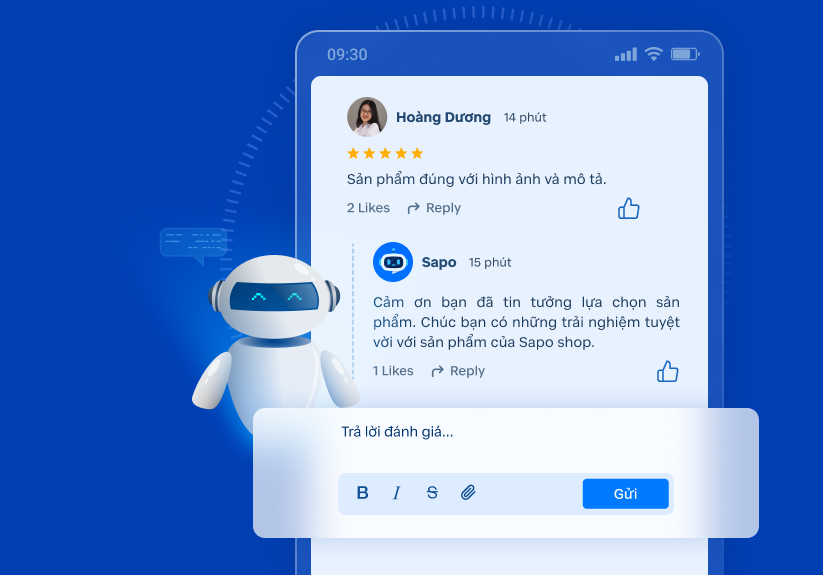 AI tổng hợp & phản hồi đánh giá tự động