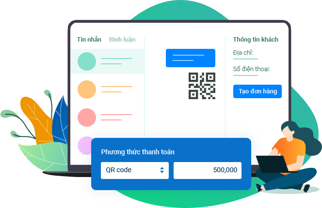 Lựa chọn hình thức thanh toán bằng QR code ngay trong khung chat