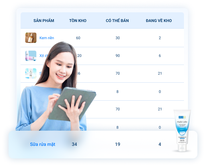 Website giúp quản lý tồn kho mỹ phẩm chi tiết
