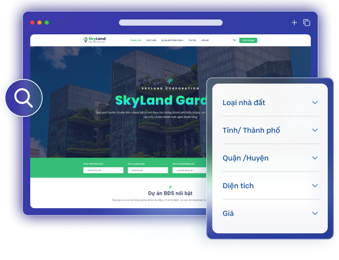 Tìm kiếm và lọc thông tin dự án trên web bất động sản
