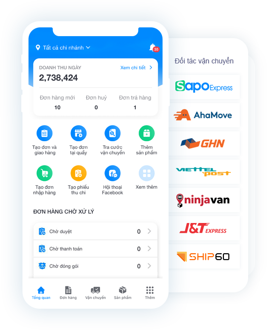 App quản lý bán hàng miễn phí trên điện thoại Sapo