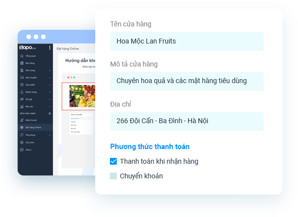 Thiết lập kênh đặt hàng online