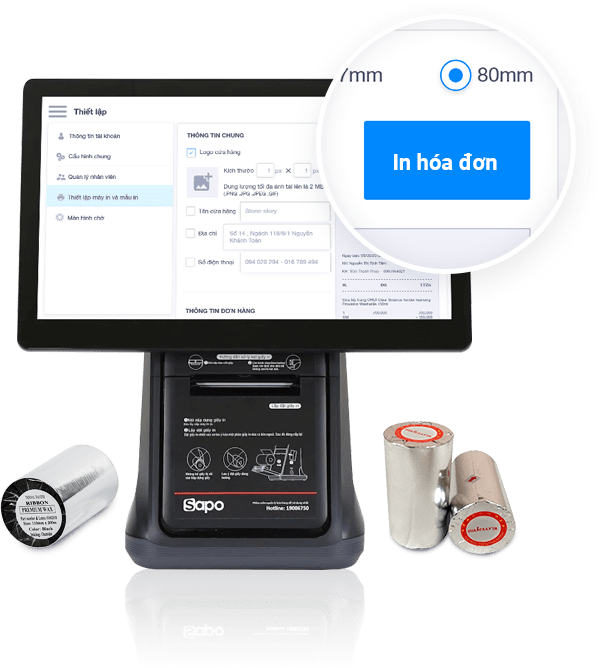 Tích hợp sẵn Máy in hóa đơn tự động