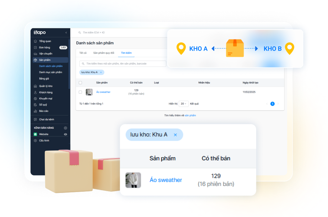 Phần mềm quản lý kho Sapo