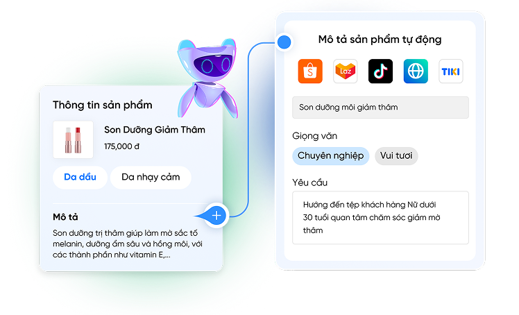 Sapo ứng dụng AI viết mô tả sản phẩm tự động