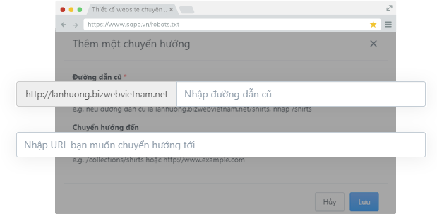 Hỗ trợ chuyển hướng URL (Redirect 301)