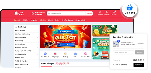 Website thương mại điện tử hỗ trợ checkout nhanh chóng