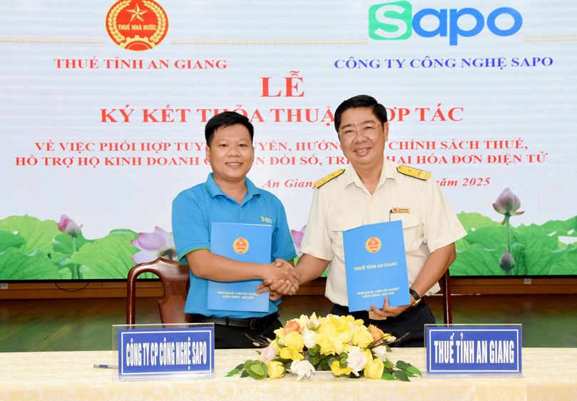 Sapo phối hợp cùng Thuế tỉnh An Giang hỗ trợ hộ kinh doanh chuyển đổi số, triển khai hóa đơn điện tử