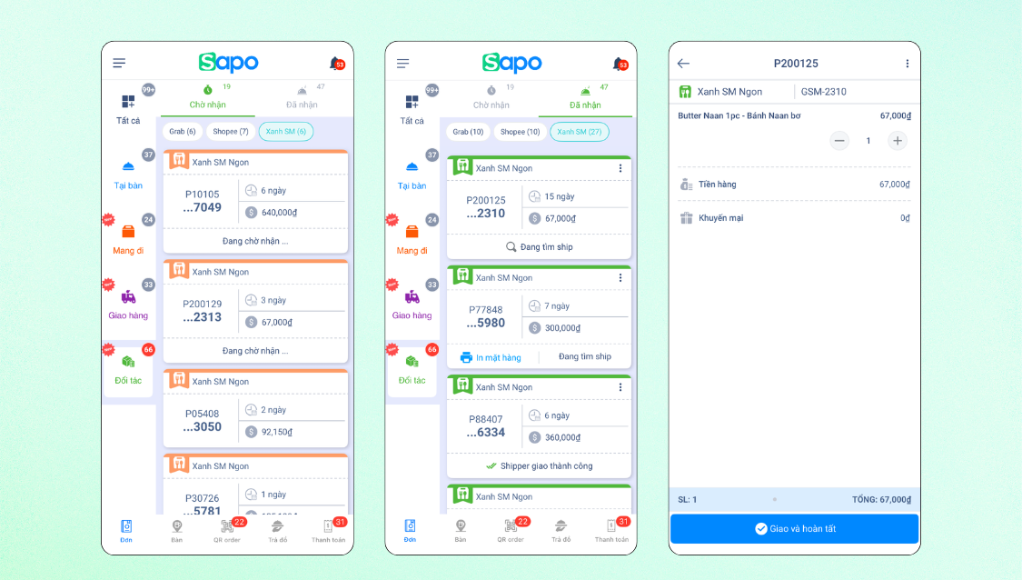 Kết nối Xanh SM Ngon trên Sapo - Đồng bộ và xử lý đơn hàng dễ dàng tại một nơi