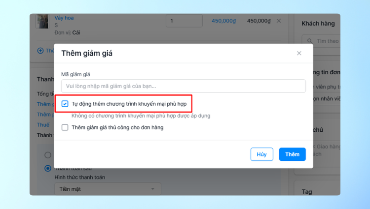 Tự động áp dụng khuyến mại khi tạo đơn trên Sapo – Chính xác & nhanh chóng!