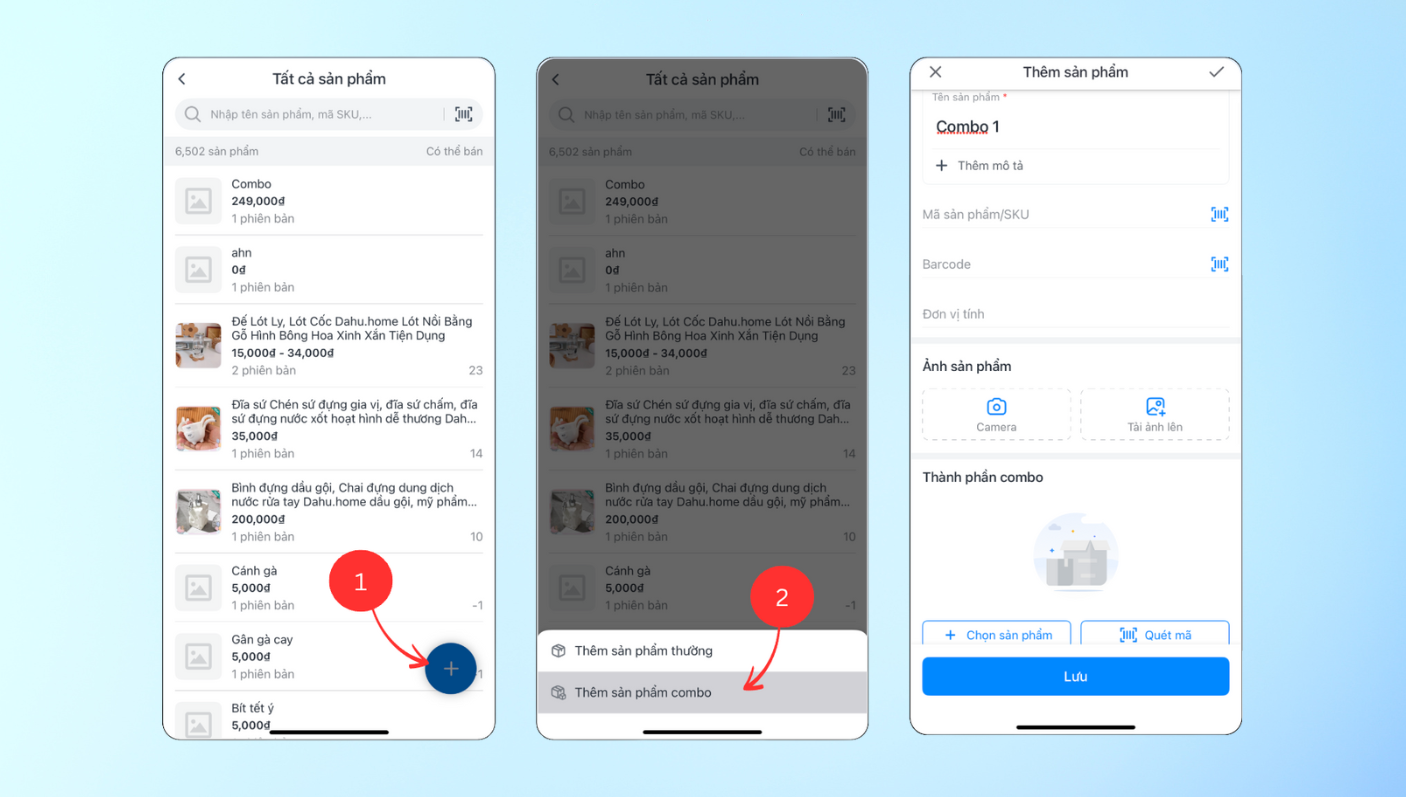 Giải pháp Quản lý sản phẩm combo linh hoạt trên Mobile cho nhà bán hàng