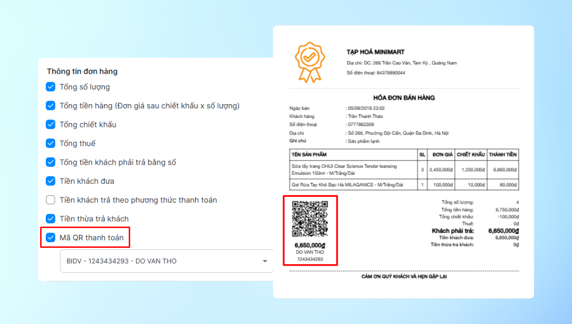 In mã QR kèm hóa đơn bán hàng – Tối ưu trải nghiệm thanh toán cho khách hàng