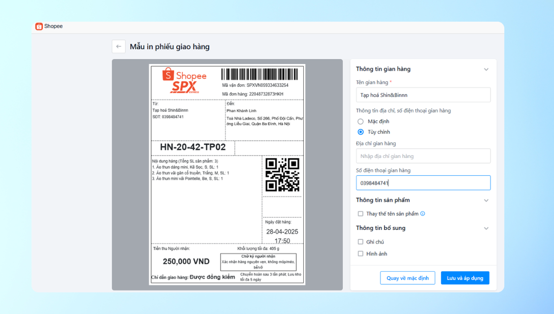 Cá nhân hóa phiếu giao hàng Shopee – Nâng tầm thương hiệu, tạo dấu ấn riêng với khách hàng