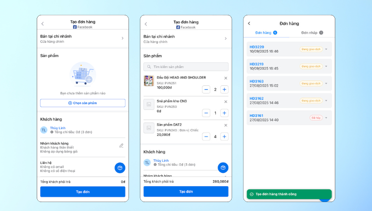 Chốt đơn liền mạch với tính năng Tạo đơn hàng trên app Chat OmniAI