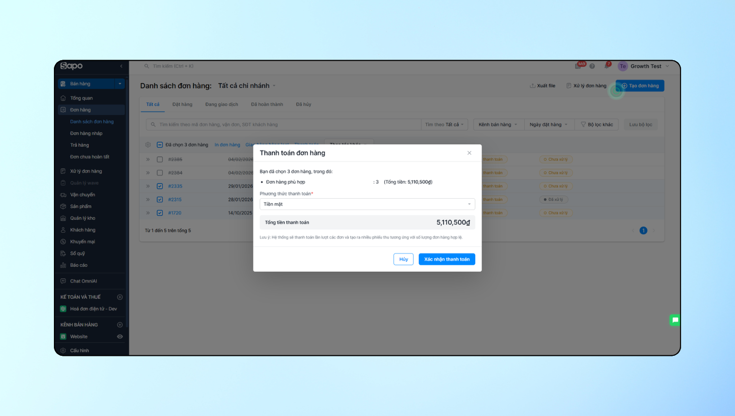 Tối ưu thời gian xác nhận thanh toán với tính năng “Thanh toán hàng loạt” trên Sapo OmniAI