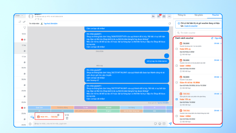 Gửi Voucher Shopee trực tiếp trên Chat OmniAI
