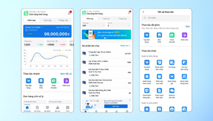 Xem nhanh tình hình kinh doanh, thao tác thuận tiện hơn với giao diện Tổng quan mới trên App Sapo quản lý bán hàng