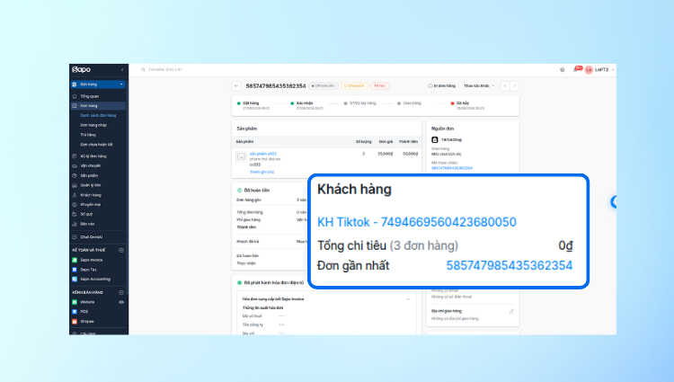 Đồng bộ khách hàng khi tạo đơn về Sapo OmniAI