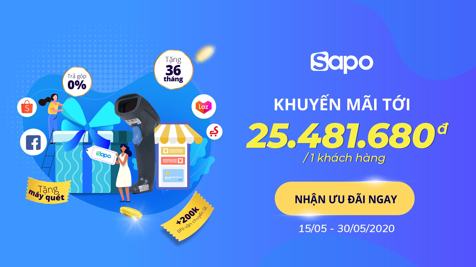 Sapo siêu ưu đãi: Trợ giá tới 25.481.680đ giúp shop tăng tốc bán hàng