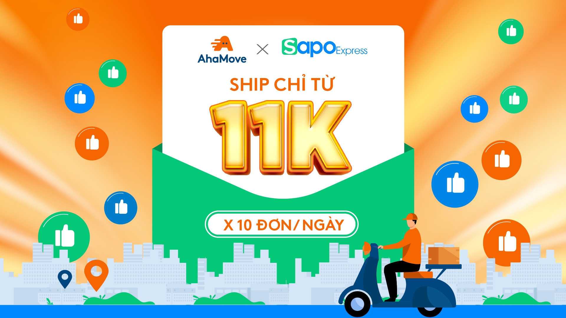 Ahamove giảm ngay 7.000đ cho đơn hàng vận chuyển qua Sapo