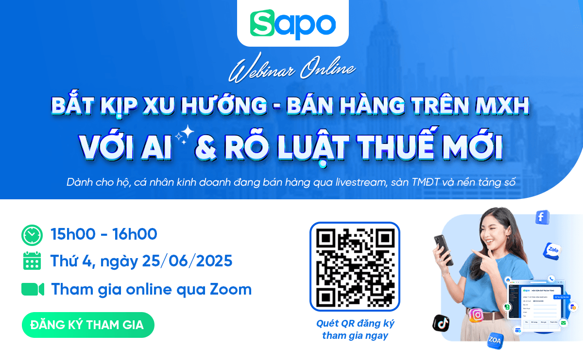 Webinar Online: Bắt kịp xu hướng - Bán trên MXH cùng AI, rõ luật thuế mới