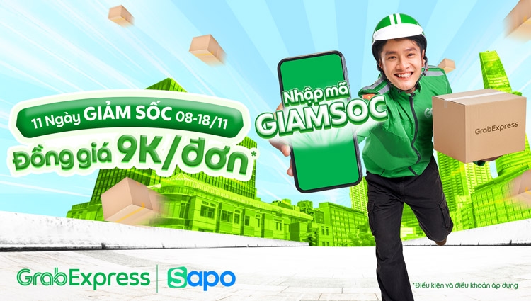Deal hời tháng 11: Đồng giá 9k/đơn cho đơn hàng qua Grab trên Sapo 