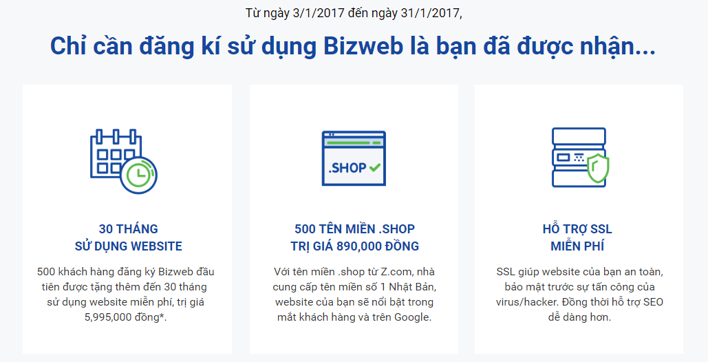 Bizweb bắt tay với Z.com, khuyến mại 30 tháng sử dụng website miễn phí