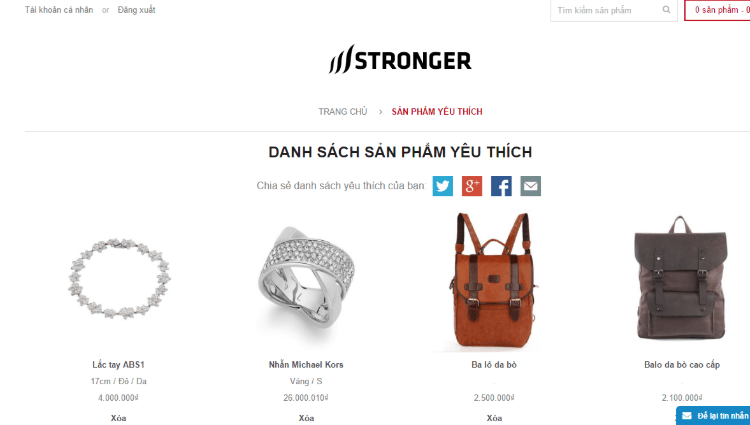Kinh doanh hiệu quả với ứng dụng Sản phẩm yêu thích