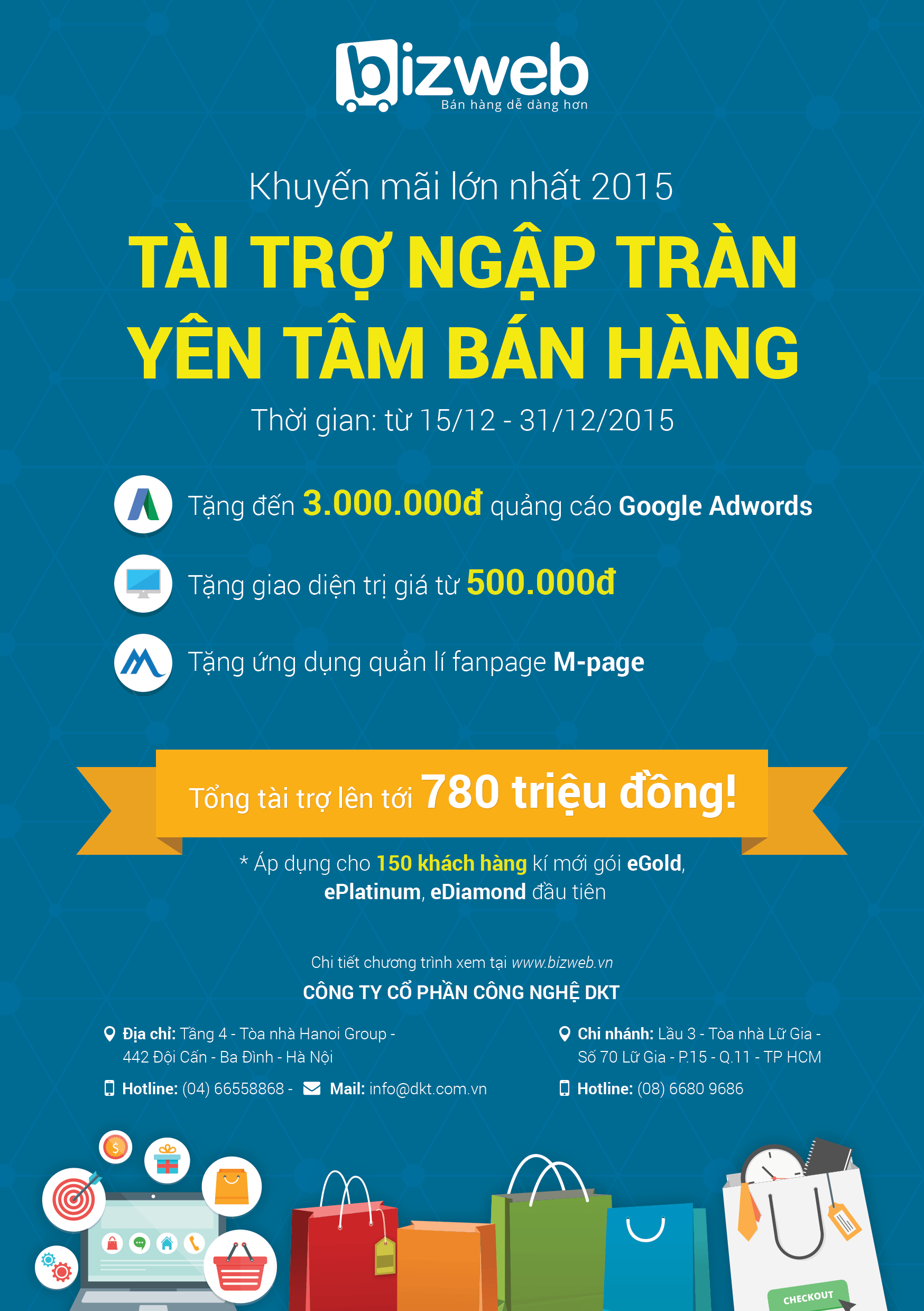 “Tài trợ ngập tràn – Yên tâm bán hàng” với khuyến mãi lớn nhất 2015 của Bizweb