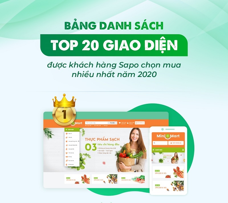 TOP 20 giao diện website được khách hàng Sapo chọn mua nhiều nhất năm 2020