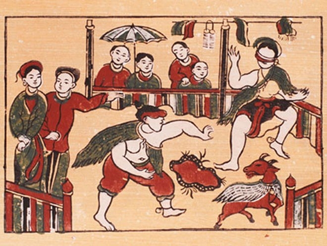 Tranh Đông Hồ hình con dê thu hút người tiêu dùng