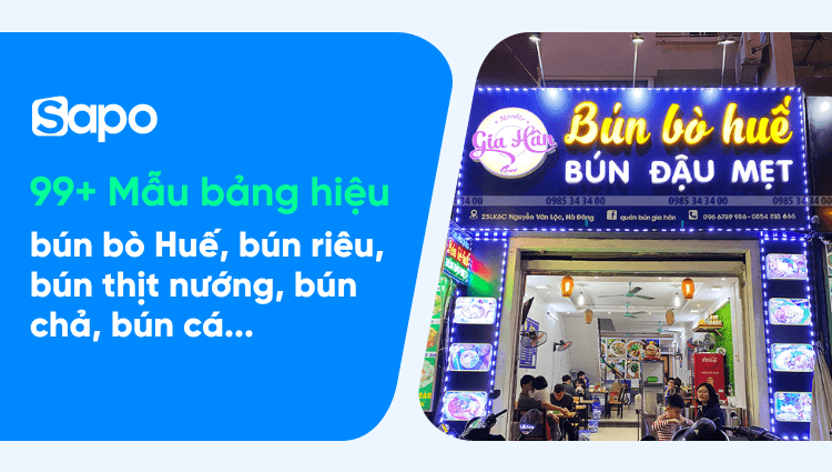 99+ Mẫu bảng hiệu bún bò Huế, bún riêu, bún thịt nướng hút khách 