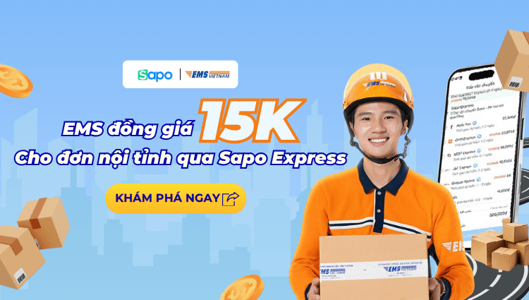 EMS đồng giá 15K cho đơn nội tỉnh đến 3kg qua Sapo Express