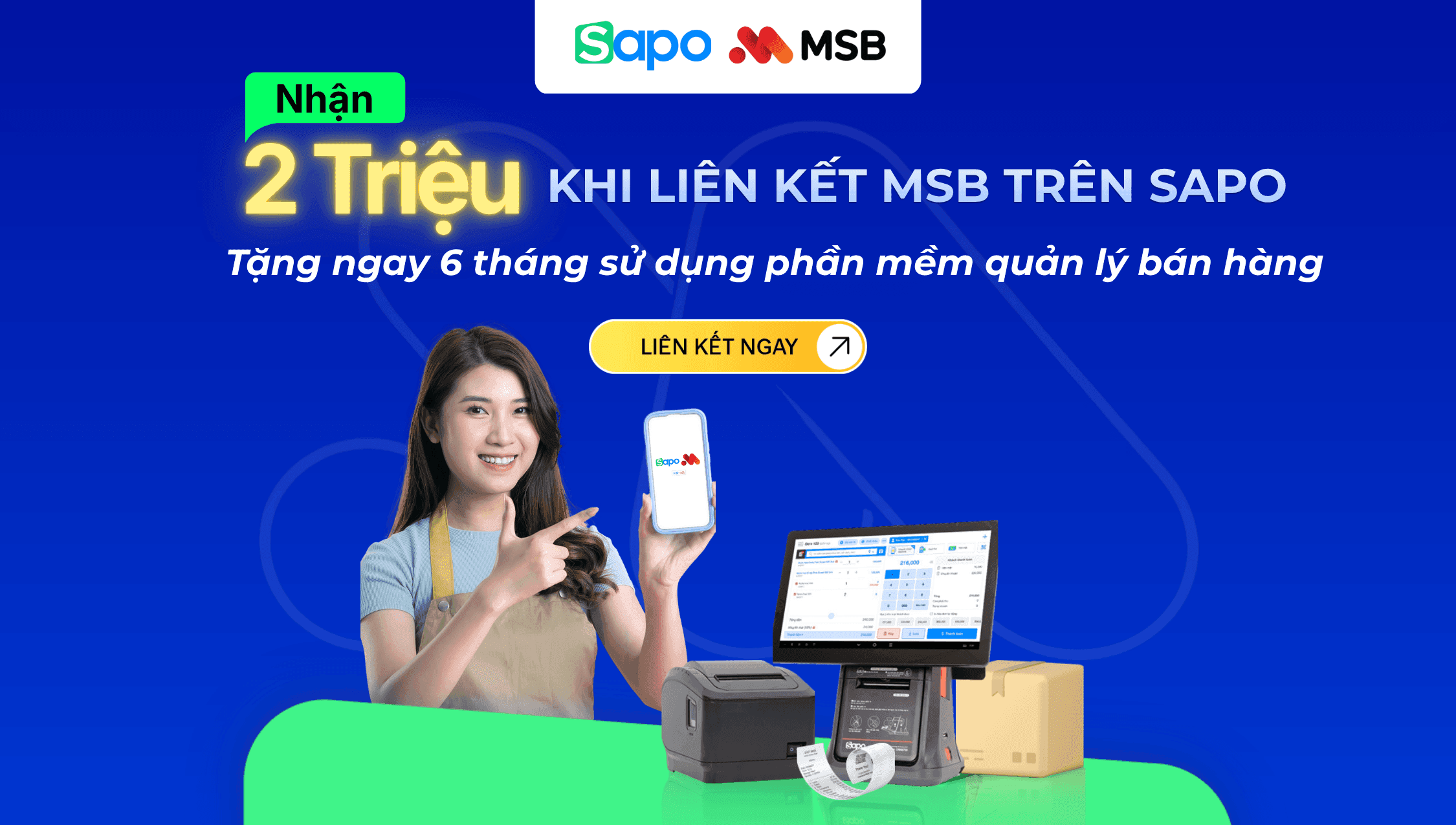 Ưu đãi từ MSB & Sapo: Nhận ngay 2.000.000 VNĐ & Tặng thêm 6 tháng sử dụng phần mềm Sapo!