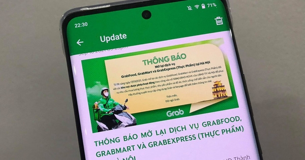Thông báo mở lại dịch vụ Grabfood, Grabmart và Grabexpress (thực phẩm) tại Hà Nội từ sáng 17/9