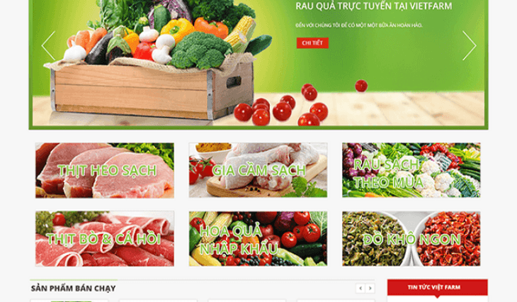 Thiết kế web thực phẩm sạch – tạo dựng lòng tin nơi người tiêu dùng